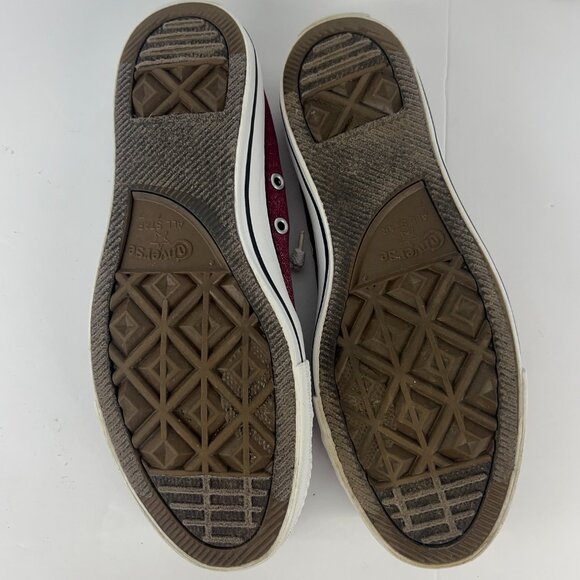 9 Women- Converse Chuck Taylor All Star Shoreline Slip On Maroon Silver Sneakers - Picture 12 of 15